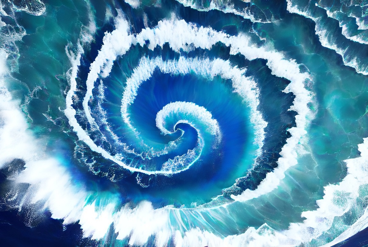 海洋漩涡的艺术形象。由Dream.ai神经网络生成